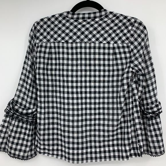 J Crew 0 Petite blouse embroidered bell sleeve - Picture 2 of 5